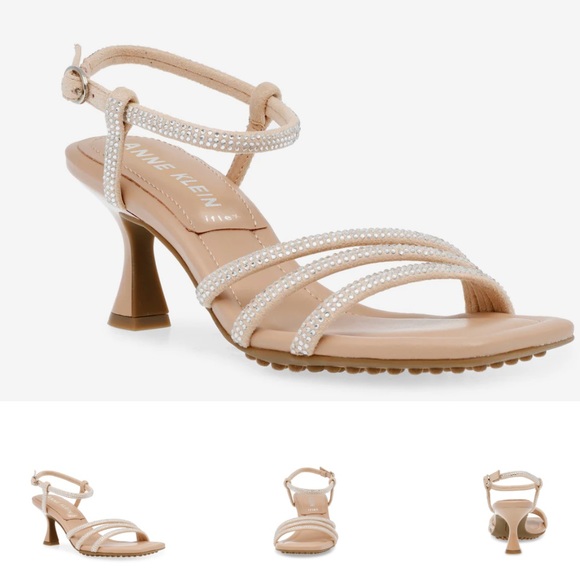 NEVER WORN! Brand New Anne Klein Jules Sandal Crystals. Nude low dress heel 7.5 - Picture 1 of 8